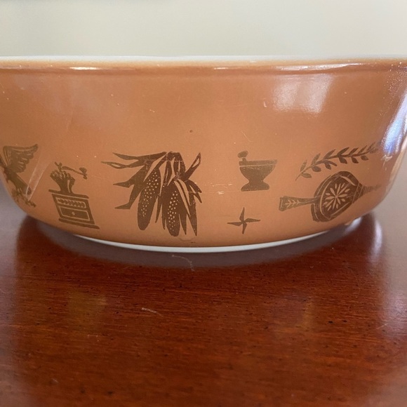 Vintage 60's Pyrex Federal Eagle 471 Brown Oval Baking  Casserole Dish 1 pint - Picture 10 of 11